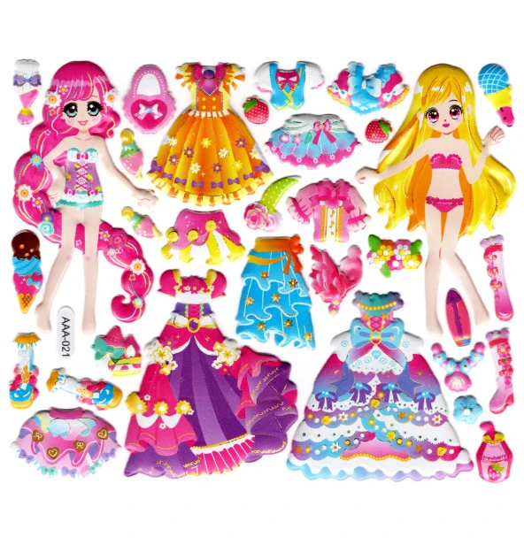 Sticker Kabartmalı Stiker Defter, Planlayıcı Etiket (AAA-021)- 15x13 cm - Kız Giydirme Dondurma