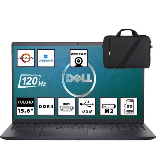 Dell Inspiron 15-3525 AMD Ryzen 5 5625U 8GB 512GB SSD 15.6" FHD Win11 Bilgisayar + Çanta Wz01