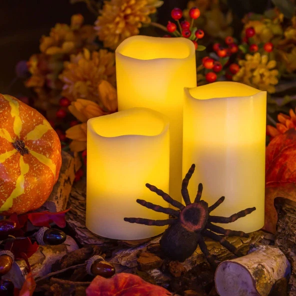 WARM LİGHT LED REMOTE CONTROL ELECTRONİC CANDLE KUMANDALI GÜN IŞIĞI IŞIKLI MUM 3LÜ SET IŞIKLI MUM - Resim 2