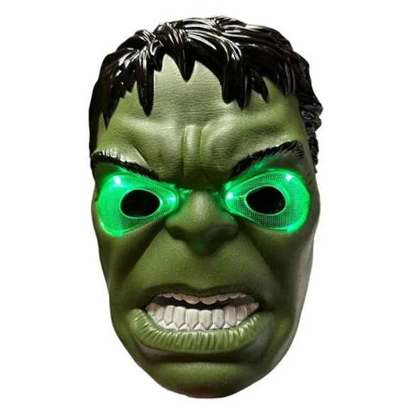 LED IŞIKLI MASKE IŞIKLI HULK MASKESİ LED LİGHT HULK MASK YEŞİL ADAM MASKESİ IŞIKLI CADILAR BAYRAMI MASKESİ - 2