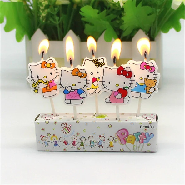 HELLO KITTY BIRTHDAY CANDLE VIP KALİTE HELLO KITTY PASTA MUMU 5 ADET HELLO KITTY DOĞUM GÜNÜ MUMU