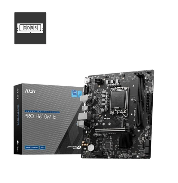 MSI MB PRO H610M-E SOKET 1700 DDR5 5600MHZOC HDMI VGA M.2 USB3.2 1x 1G LAN mATX