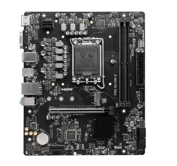 MSI MB PRO H610M-E SOKET 1700 DDR5 5600MHZOC HDMI VGA M.2 USB3.2 1x 1G LAN mATX - Resim 2