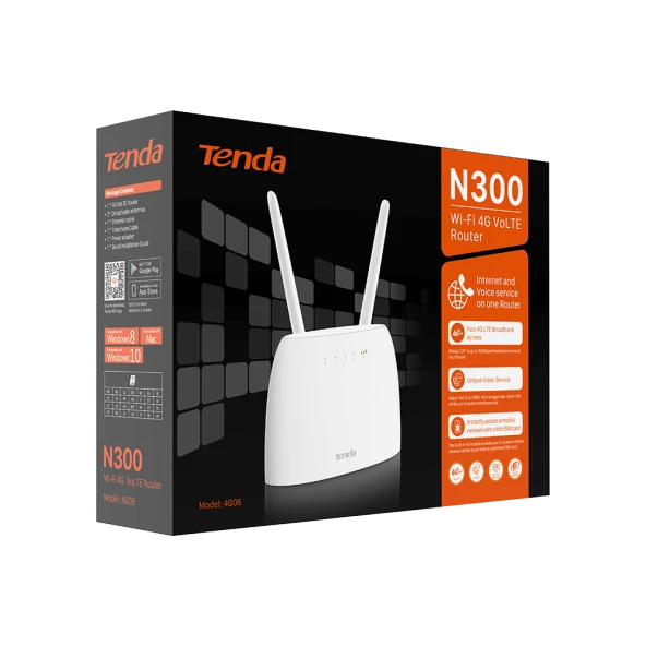 TENDA 4G06 N300 Wi-Fi 4G VoLTE Router