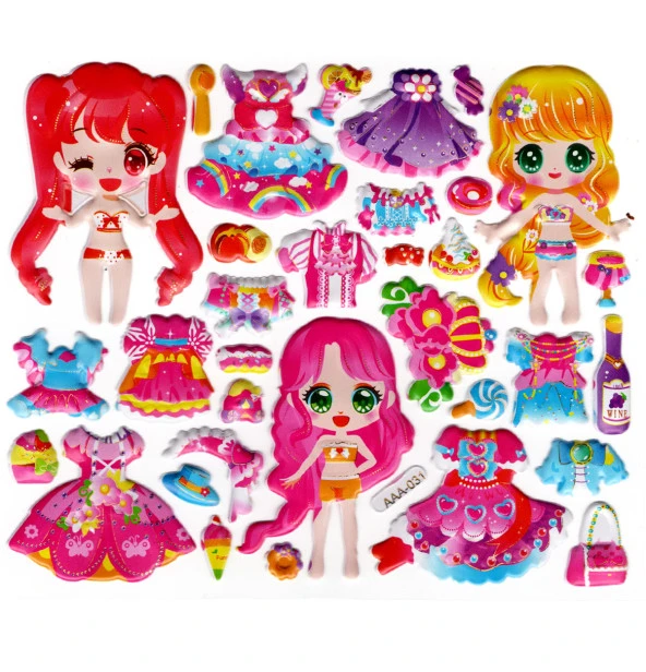 Sticker Kabartmalı Stiker Defter, Planlayıcı Etiket (AAA-031) - 15X13 cm - Kız Giydirme Prenses