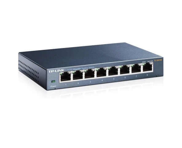 TP-LINK TL-SG108 8 Port 10/100/1000Mbps Qos Destekli Tak ve Kullan  72 Enerji Tasarruflu