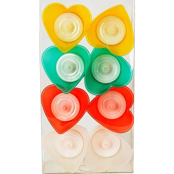 HEART LED LİGHT MULTİ COLORS CANDLE 8 ADET KALPLİ LED IŞIKLI MUM KIRMIZI MUM YEŞİL MUM BEYAZ MUM SARI MUM - Resim 3