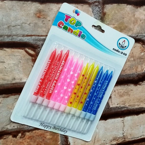 HAPPY BIRTHDAY CANDLE VIP RENKLİ HAPPY BIRTHDAY PASTA MUMU 12 ADET HAPPY BIRTHDAY DOĞUM GÜNÜ MUMU ürün görseli