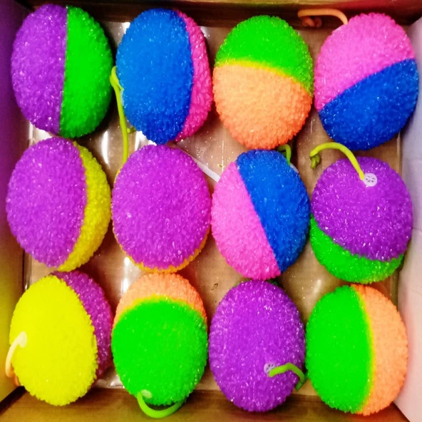 SESLİ LED IŞIKLI TIRTIKLI KİRPİ YOYO TOP STRES OYUNCAĞI RENKLİ PİLLİ LED IŞIKLI TOP 12 ADET STRES TOPU ürün görseli