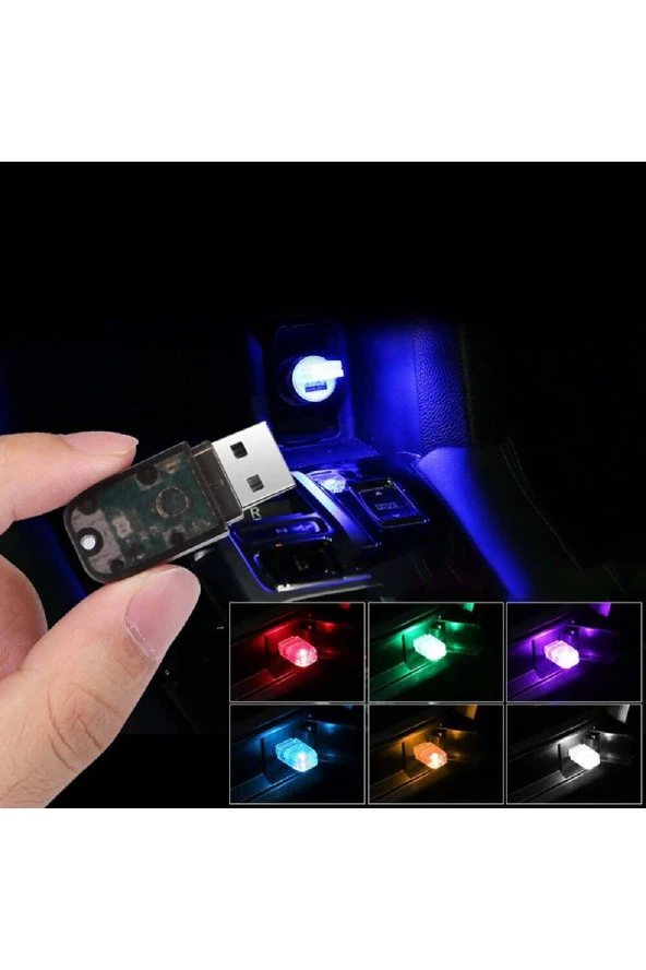Mega Oto Market Usb Mini Led Lamba Disko 7 Renkli 12 Volt Dekoratif Işık Ev Araba Dış Mekan Uyumlu