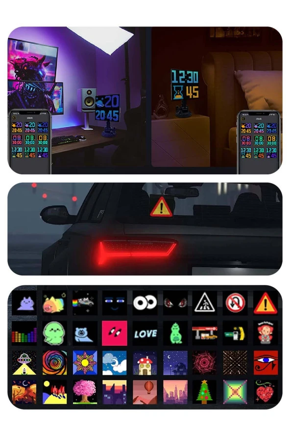 Mega Oto Market Oto Led Ekran Emoji Ekranı Bluetooth Telefon Kontrol Animasyonlu Arka Cam Led - 2