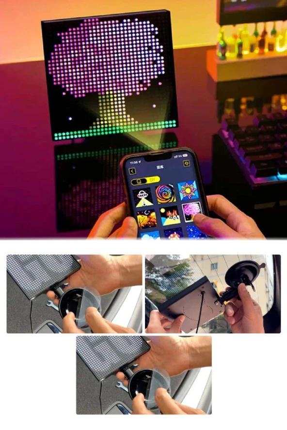 Mega Oto Market Oto Led Ekran Emoji Ekranı Bluetooth Telefon Kontrol Animasyonlu Arka Cam Led - 3