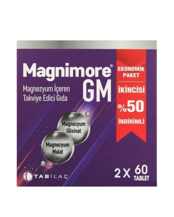 Magnimore GM Magnezyum 2x60 Tablet- 2.si 50 İndirimli