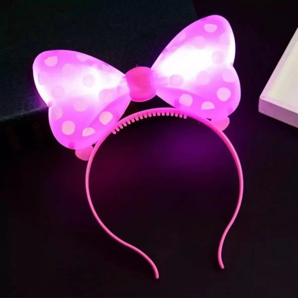 PEMBE IŞIKLI TAÇ PİNK HEADBAND LED LİGHT PEMBE MİNNİE MOUSE IŞIKLI TAÇ PEMBE MİKİ TAÇ KONSER IŞIKLARI ürün görseli
