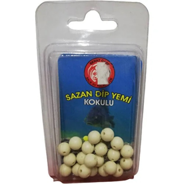 Renat Carp Kokulu Sazan Dip Yemi 8 mm 20'li Paket Beyaz - Silikon Delikli Balıkçı Boncuk