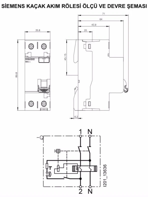 SIEMENS - 5SV5316-6 Kaçak Akım Rölesi 63A 30mA 230V - 3