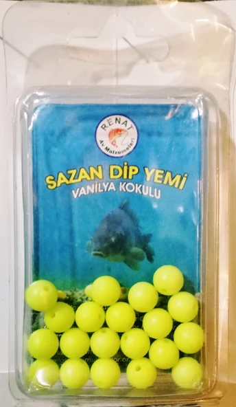 Renat Carp Kokulu Sazan Dip Yemi 8 mm 20'li Paket Limoni Sarı - Silikon Delikli Balıkçı Boncuk