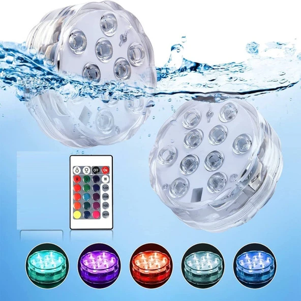 VIP HAVUZ IŞIĞI RGB SUBMERSİBLE LED LİGHT IP68 16 COLORS SU GEÇİRMEZ RGB KUMANDALI RENKLİ LED IŞIK