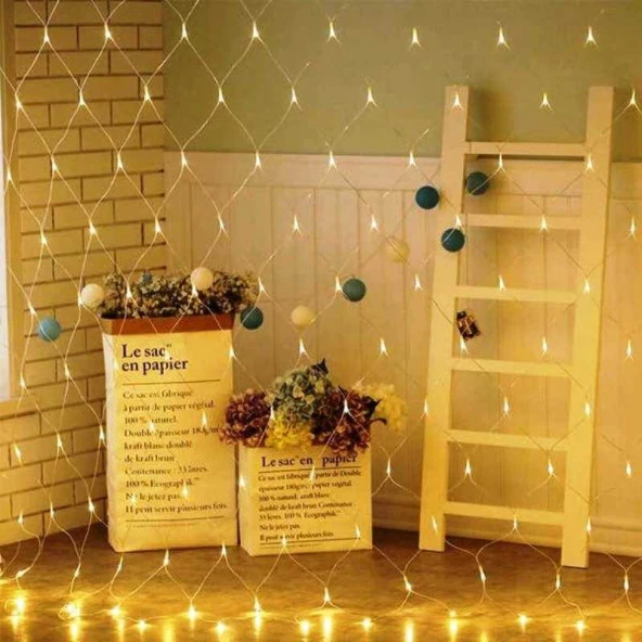 DEKOR DÜĞÜN IŞIKLARI 2X2 m2 AĞ LED IŞIK GÜN IŞIĞI AĞ LED IŞIK EKLEMELİ WARM LİGHT LED 220 VOLT FİŞLİ - Resim 5