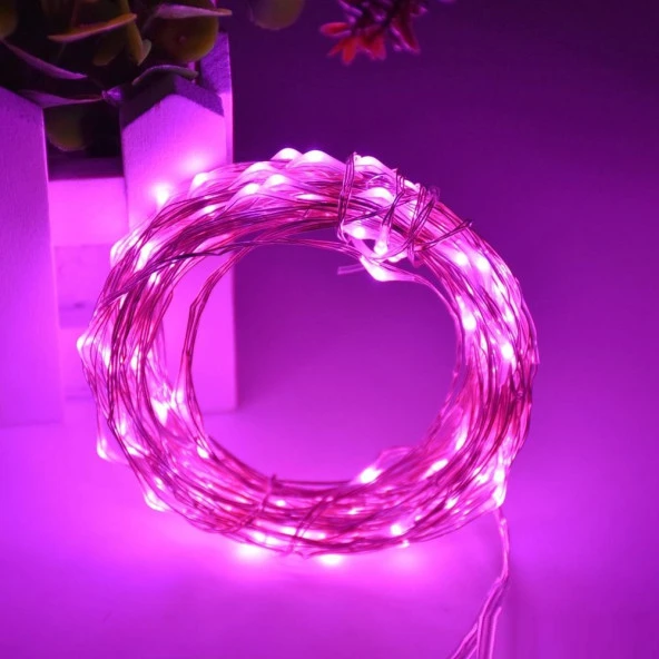 DEKOR DÜĞÜN IŞIKLARI PEMBE PİLLİ LED IŞIK PEMBE 10 METRE LED IŞIK PEMBE PİLLİ IŞIK PİNK LED LİGHT