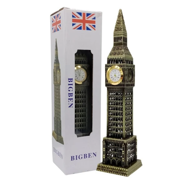 Vintage Metal İngiltere London Big Ben Saat Kulesi Antik Bronz 23 cm