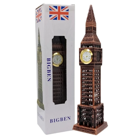 Vintage Metal İngiltere London Big Ben Saat Kulesi Antik Bakır 23 cm