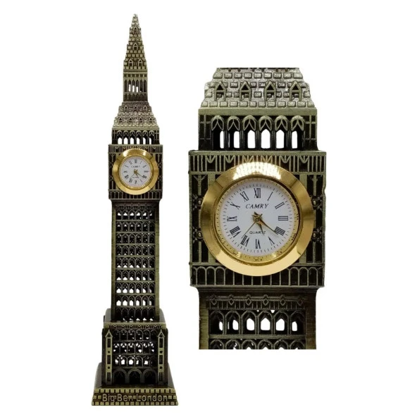 Vintage Metal İngiltere London Big Ben Saat Kulesi Antik Bronz 23 cm - Resim 5