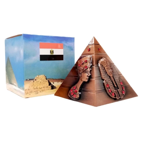 Vintage Metal Mısır Piramidi Biblo Antik Bakır 8 cm ürün görseli