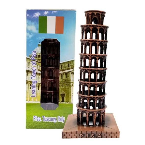 Vintage Metal İtalya Pisa Kulesi Biblo Antik Bakır 16 cm ürün görseli