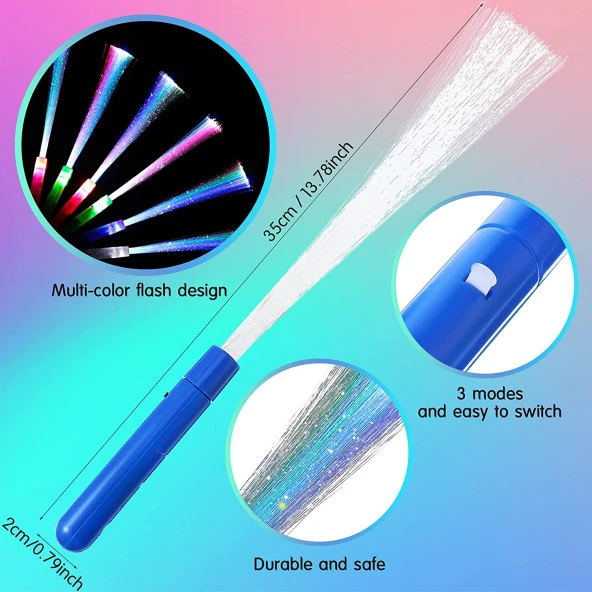 4 ADET PARTİ IŞIKLARI RENKLİ PİLLİ LED IŞIK LED IŞIKLI ÇUBUK FİBER OPTİK ÇUBUK PÜSKÜLLÜ IŞIKLI ÇUBUK - Resim 3