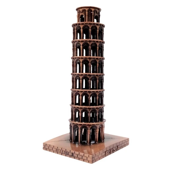 Vintage Metal İtalya Pisa Kulesi Biblo Antik Bakır 16 cm - Resim 4
