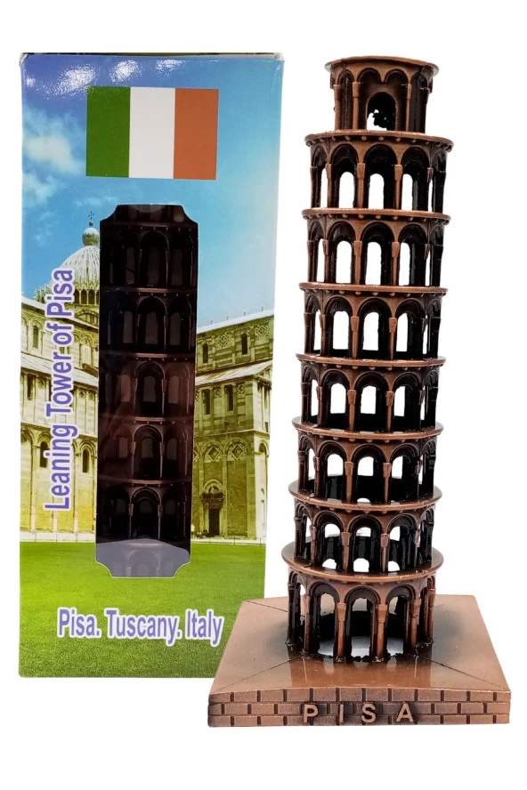 Vintage Metal İtalya Pisa Kulesi Biblo Antik Bakır 16 cm - Resim 6