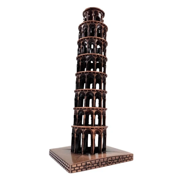 Vintage Metal İtalya Pisa Kulesi Biblo Antik Bakır 20 cm - Resim 3