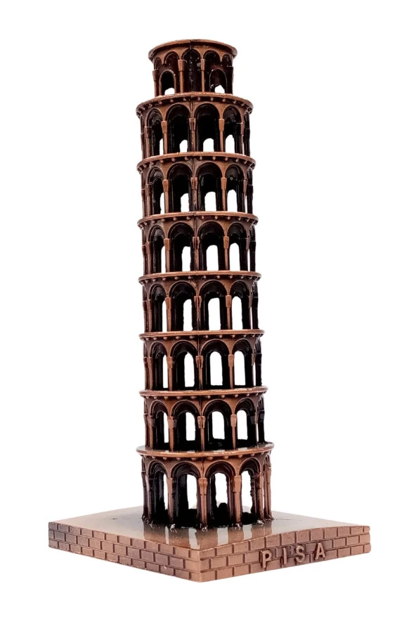 Vintage Metal İtalya Pisa Kulesi Biblo Antik Bakır 16 cm - Resim 7