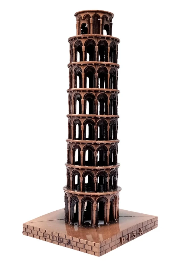 Vintage Metal İtalya Pisa Kulesi Biblo Antik Bakır 16 cm - Resim 9