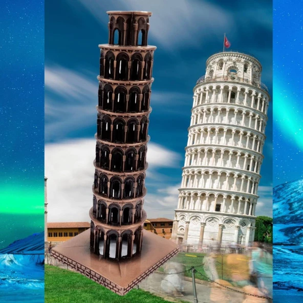 Vintage Metal İtalya Pisa Kulesi Biblo Antik Bakır 20 cm - Resim 5