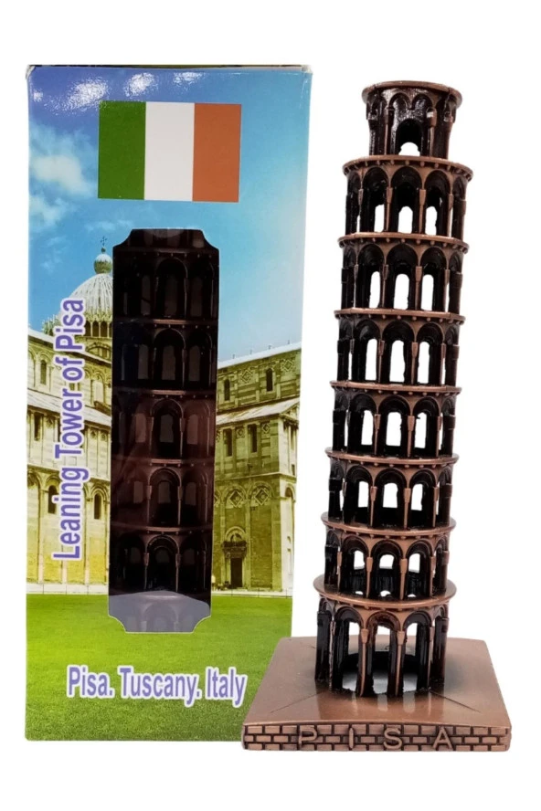 Vintage Metal İtalya Pisa Kulesi Biblo Antik Bakır 20 cm - Resim 6