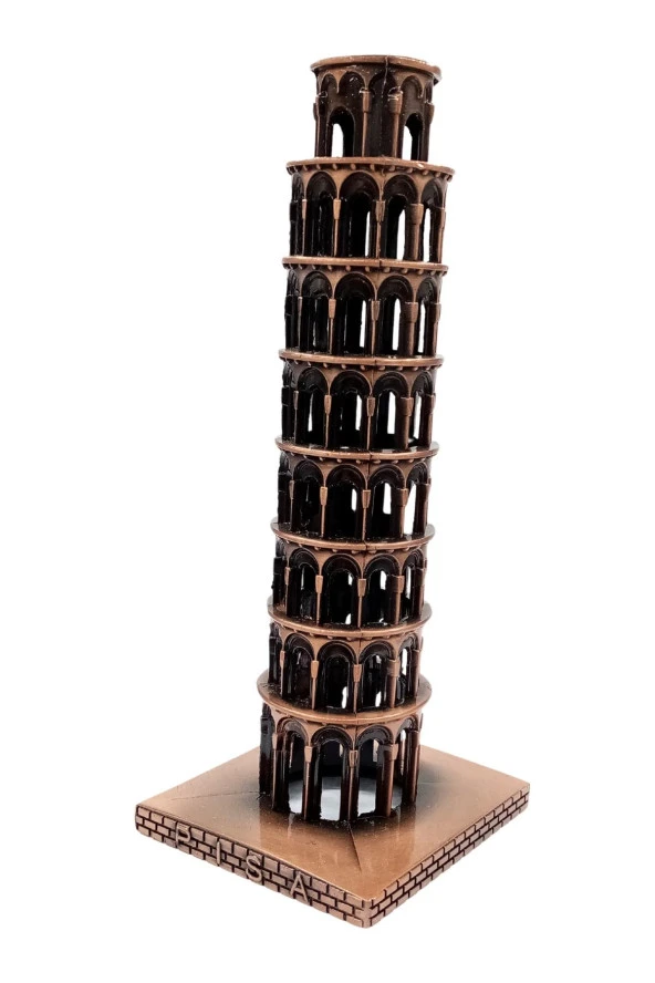 Vintage Metal İtalya Pisa Kulesi Biblo Antik Bakır 20 cm - Resim 7