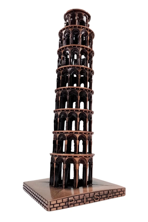 Vintage Metal İtalya Pisa Kulesi Biblo Antik Bakır 20 cm - Resim 9