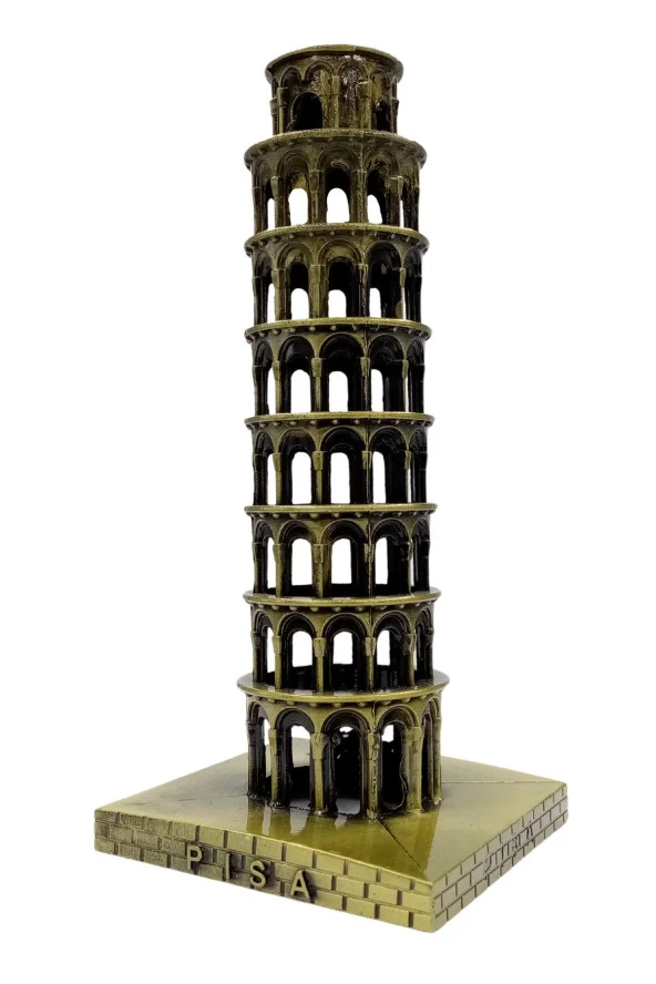 Vintage Metal İtalya Pisa Kulesi Biblo Antik Bronz 16 cm - Resim 10