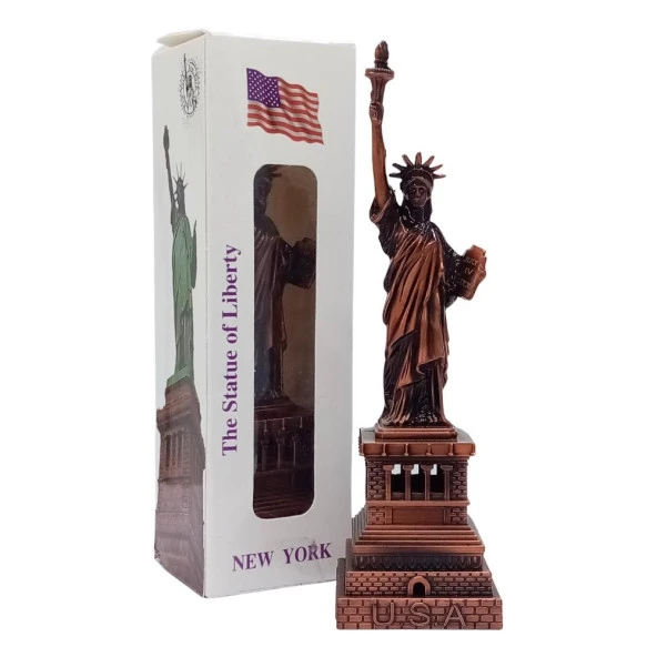 Vintage Metal USA Özgürlük Heykeli Biblo Antik Bakır 15 cm ürün görseli