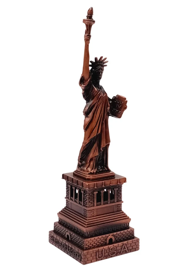 Vintage Metal USA Özgürlük Heykeli Biblo Antik Bakır 15 cm - Resim 8