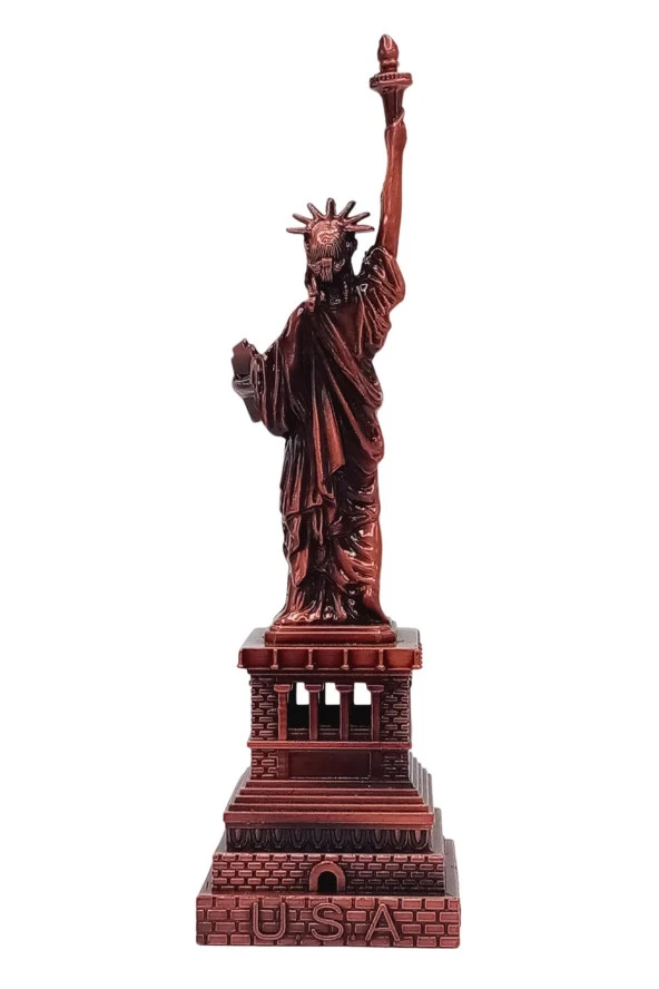 Vintage Metal USA Özgürlük Heykeli Biblo Antik Bakır 15 cm - Resim 10