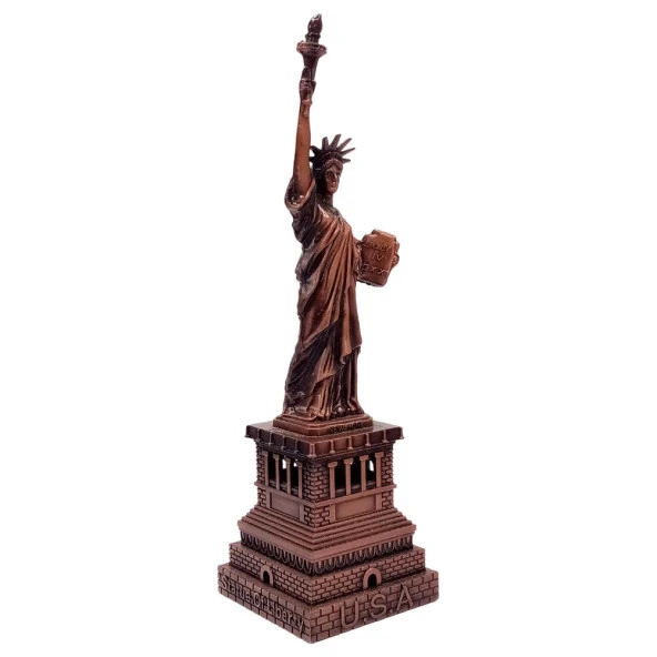 Vintage Metal USA Özgürlük Heykeli Biblo Antik Bakır 18 cm - Resim 2