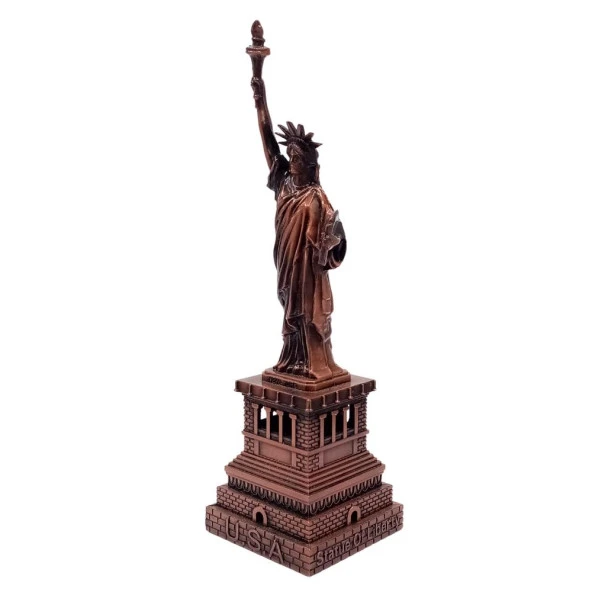 Vintage Metal USA Özgürlük Heykeli Biblo Antik Bakır 18 cm - Resim 3