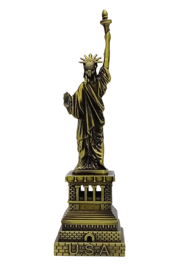 Vintage Metal USA Özgürlük Heykeli Biblo Antik Bronz 15 cm - Resim 10
