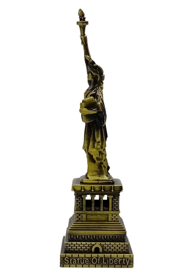 Vintage Metal USA Özgürlük Heykeli Biblo Antik Bronz 15 cm - Resim 11