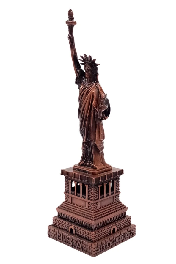Vintage Metal USA Özgürlük Heykeli Biblo Antik Bakır 18 cm - Resim 8