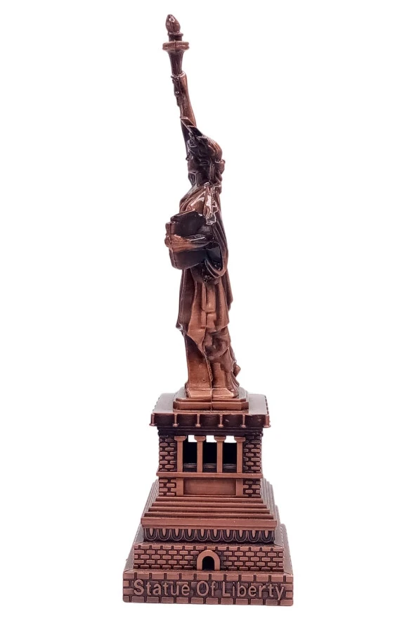 Vintage Metal USA Özgürlük Heykeli Biblo Antik Bakır 18 cm - Resim 11