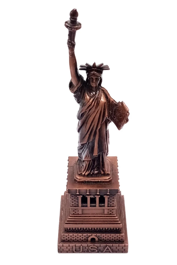 Vintage Metal USA Özgürlük Heykeli Biblo Antik Bakır 18 cm - Resim 12